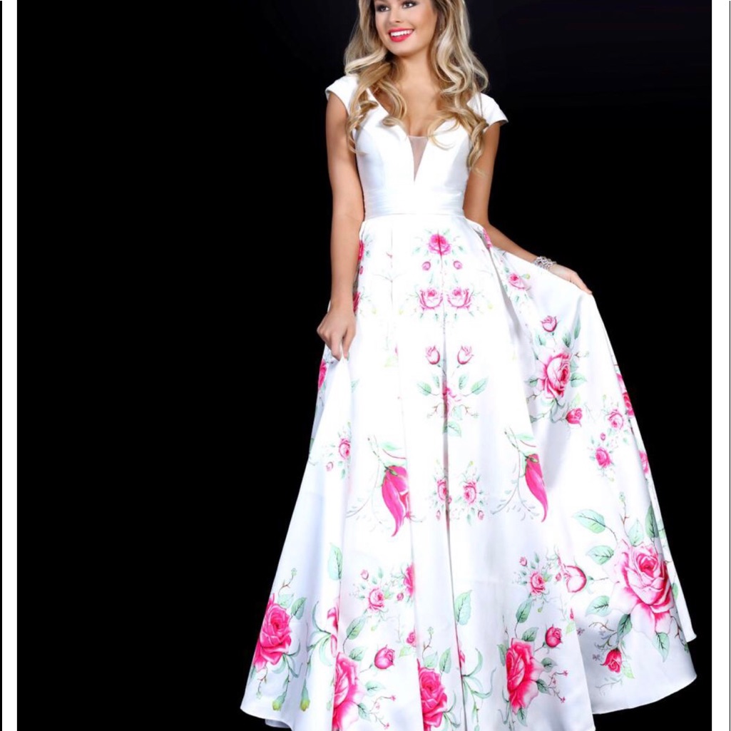 White Floral Ball Gown Envious Couture Prom By Karishma